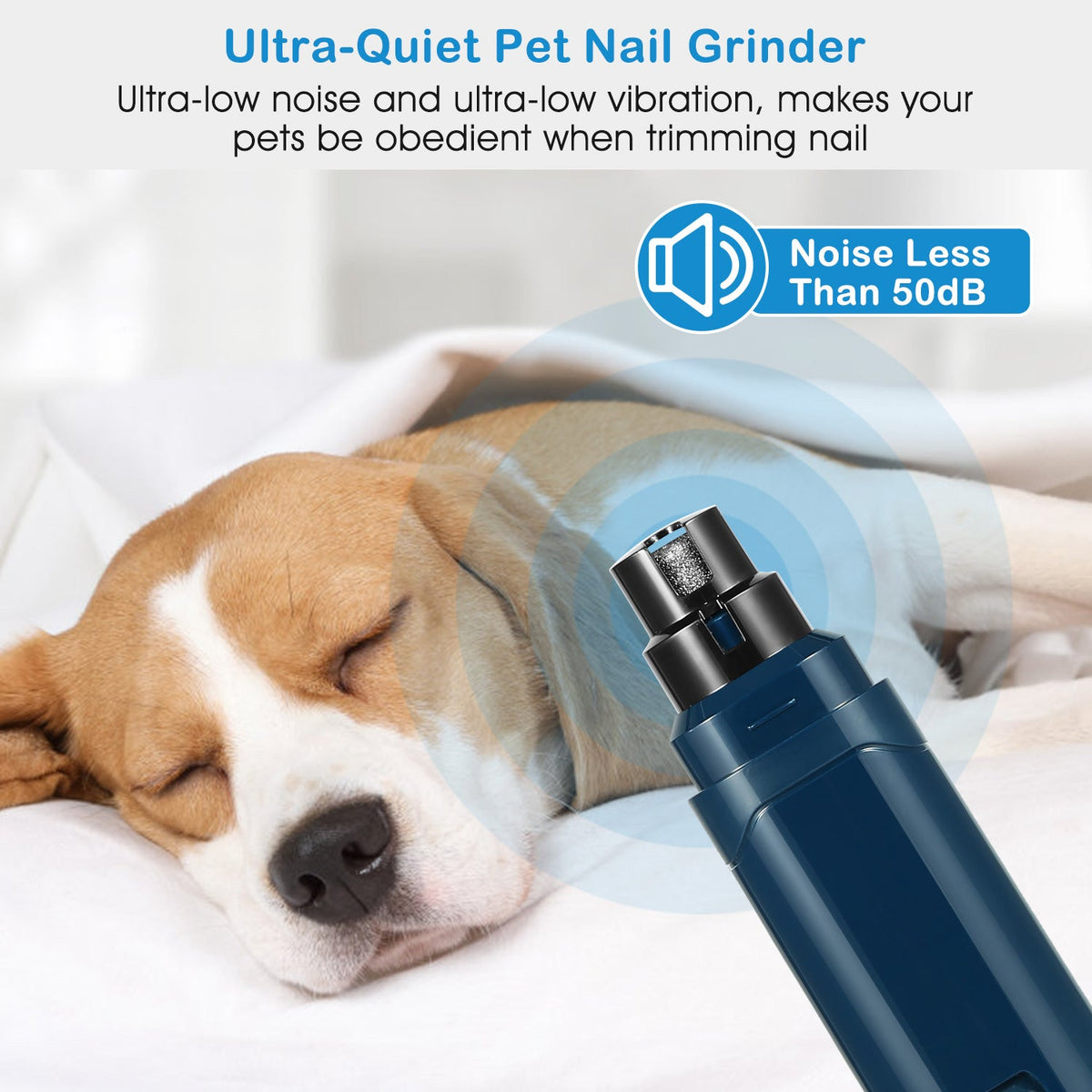 Quiet Dog Nail Grinder — USB Rechargeable 2-Speed Pet Nail Trimmer