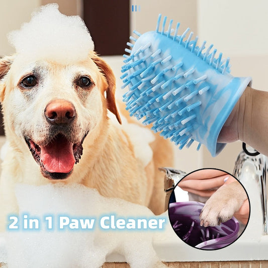2-in-1 Dog Paw Cleaner & Grooming Brush — Muddy Paws, Solved. 🐾